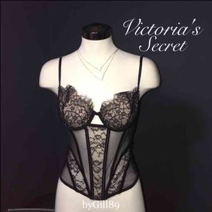 Victoria's Secret Black Lace Corset Bra